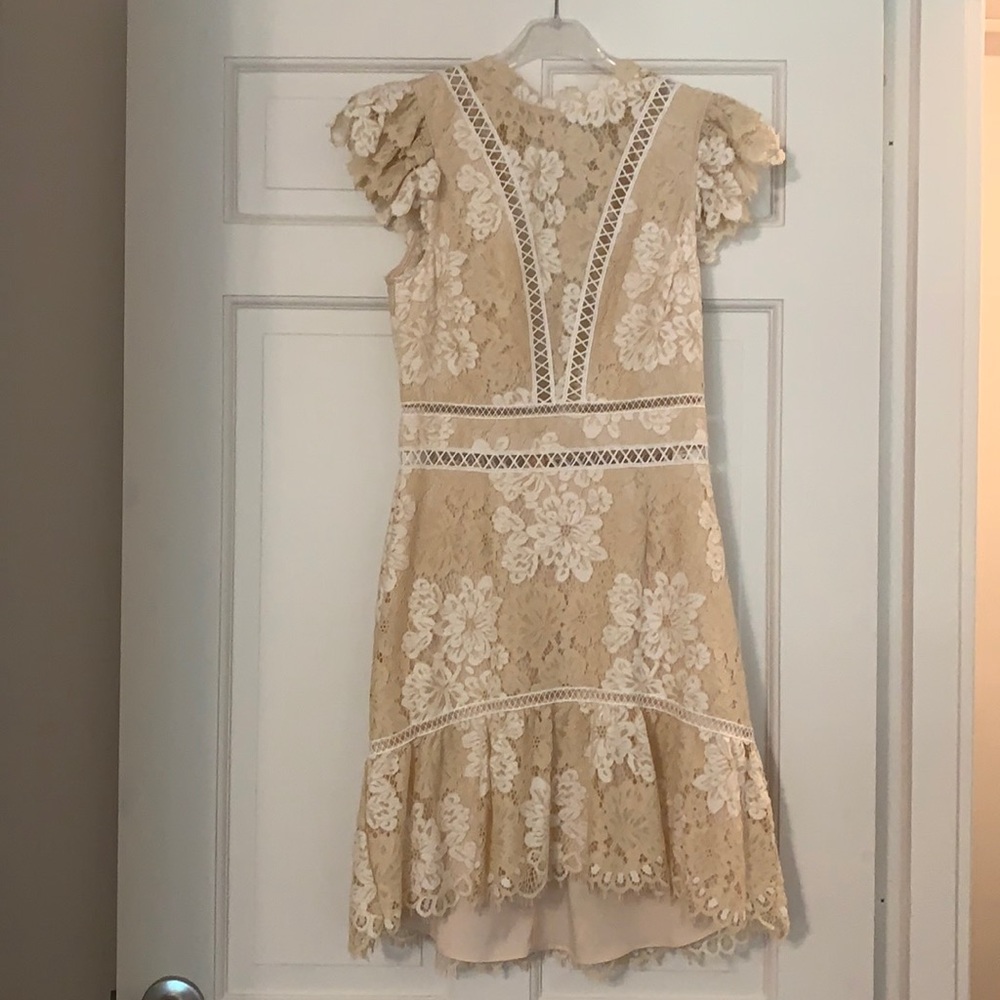 Nude lace dress, backless. Size small.